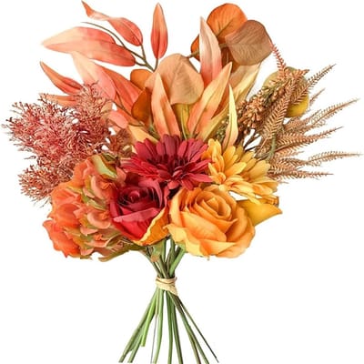 Kunstbloemen Hydrangea - Nepp bloemen voor decoratie, boeketten en bruiloften - Herfst rood