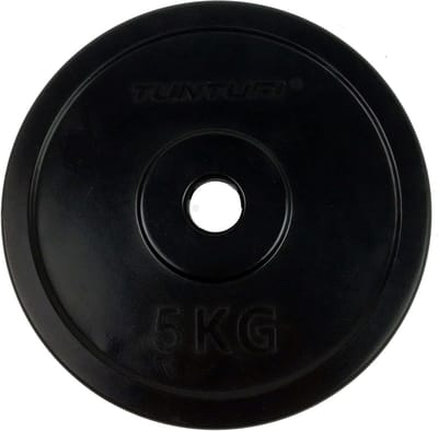 Gewichtsplaat - Schijf - Krachttraining thuis - Rubberen coating - 5 kg - Zwart
