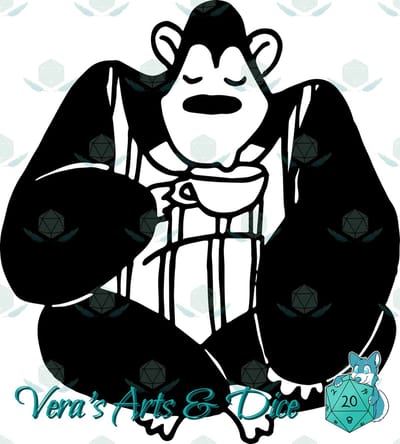 Thee Drinkende Gorilla Sticker - Dieren in het Dagelijks Leven - Schattige Stickers - Handgemaakte Stickers - Journaling - Bullet Journal - Scrapbooking - Leuke Stickers - Laptop Sticker - Telefoon Sticker - Cute - Dier - Lief | Aap Gorilla