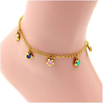 Anklet Ketting - Enkelbandje Vrouwen - Feest Accessoire - Met Kristal Hanger - Verstelbaar - Goudkleurig