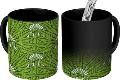 Magische Mok - Foto op Warmte Mokken - Koffiemok - Palmblad - Patronen - Jungle - Tropisch - Magic Mok - Beker - 350 ML - Theemok