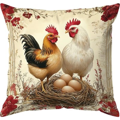 Boerderijhanen en Eieren Dubbelzijdig Bedrukte kussenhoes Korte pluche Geschikt voor woonkamers slaapkamers bank sierkussenhoes 35x35cm
