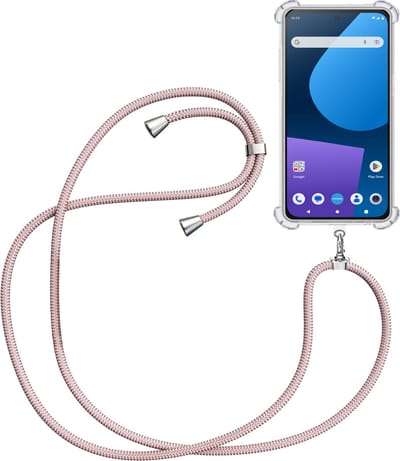 Telefoonkoord + Hoesje Geschikt voor Fairphone 5 - Lengte Verstelbaar - Telefoonketting - Shock Proof Case - Rose