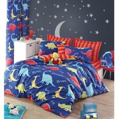 Beddengoedset - 1 dekbedovertrek 220 x 240 cm + 2 kussenslopen 60 x 60 cm - 65% katoen, 35% polyester - Blauw geel
