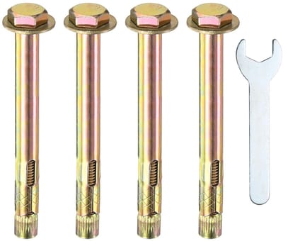 METERXITY 4 stuks zeskantige spreidpluggen M10 x 120 mm gekleurd verzinkt ijzer-koolstofstaal externe zeskantige spreidpluggen met 17 mm moersleutel corrosiebestendige metalen bouten voor beton