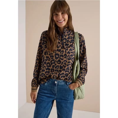 Blouse met opstaande kraag en ritssluiting