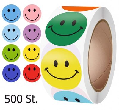 Stickerrol - 500 Beloningsstickers - Smiley Stickers voor Kinderen - Motivatiestickers - Onderwijs en Kinderopvang