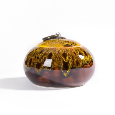 Urn voor Huisdieren –220 ML – Keramiek – Kleine Asurn voor Hond, Kat, Vogel – Dierenurn voor Overleden Huisdieren – 11*8cm-Geel