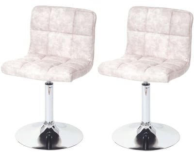 Set van 2 eetkamerstoelen Kavala, draaistoel, imitatie suède chroom ~ vintage lichtgrijs