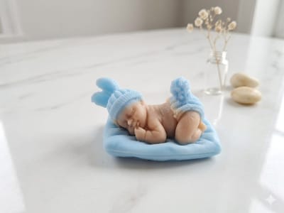 Decoratieve Baby Zeep Figuur - Blauw - Uniek Handgemaakt Bedankje - Geboorte Jongen