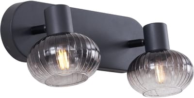 QAZQA teddy - Moderne Plafondspot | Spotje | Opbouwspot - 2 lichts - L 39 cm - Zwart - Woonkamer | Slaapkamer | Keuken