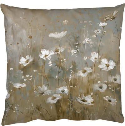 Sierkussens - Kussentjes Woonkamer - 50x50 cm - Bloemen - Wit - Natuur - Grijs - Modern