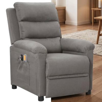 Massagestoel - Relaxfauteuil - Zetel - Sta op stoel elektrisch - Stof - 1 persoons - Met armleuning - Zeer comfortabel - Elektrisch - Lichtgrijs