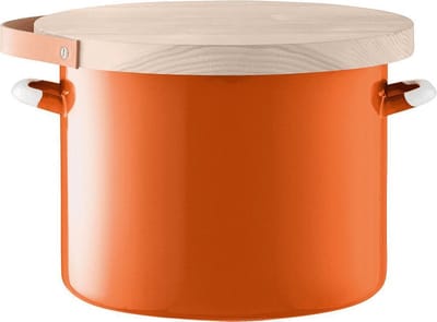 LSA Utility Voorraadpot - Incl. Eikenhouten Deksel - Geëmailleerd Staal - Ø 31 x 25 cm - Oranje