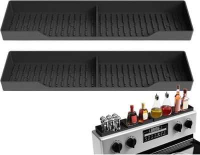 Fornuisrek Set - Magnetische Houders - Keuken Organiseren - Hittebestendig Siliconen - 2 stuks - Zwart