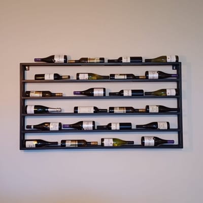 Wijnrek - 20 flessen - 77x144x10cm - Timothy - Wandmontage - Zwart gepoedercoat staal