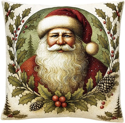 Clayre & Eef Sierkussen 45x45 cm Beige Polyester Kerstman