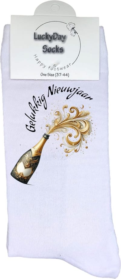 Nieuw jaar - Opkikker - Grappige sokken - Valentijns cadeau - Verjaardag cadeau - Sinterklaas cadeau - Kunst - Leuke sokken - Vrolijke sokken - 2025 - Goud - Kerst Sokken - Vaderdag - Moederdag - Kerstcadeau - Socks die Happy maken - 37-4
