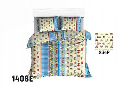 Kinderbeddengoed 160x200cm katoen met print van trein, vliegtuig en auto