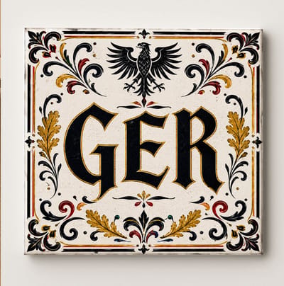 Duitsland Decoratieve Keramische Tegel – GER Adelaar en Eikenblad Design – Zwart Rood Goud Wanddecoratie Tegel – Vaderlands Woondecoratie Cadeau