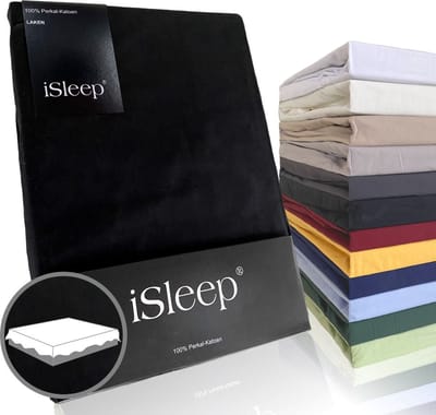 iSleep Perkal Laken - 100% Perkal Katoen - Eenpersoons - 160x270 cm - Zwart