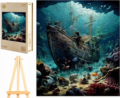 Houten Puzzel - Scheeps Puzzel - Ontspanning Thuis - Unieke Vormen - 34x28 cm - Scheepswrak