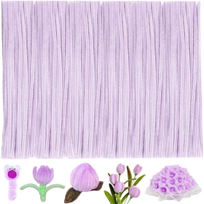 Fako Bijoux - 100 Lichtpaarse Pijpenragers - Set van 100 Stuks Chenille Draden - Lichtpaars - 30 cm Lang - Knutselen - DIY - Hobby - Chenille Draad – Flexibele Pijpenragers - Kinderen en Volwassenen - 100 Stuks