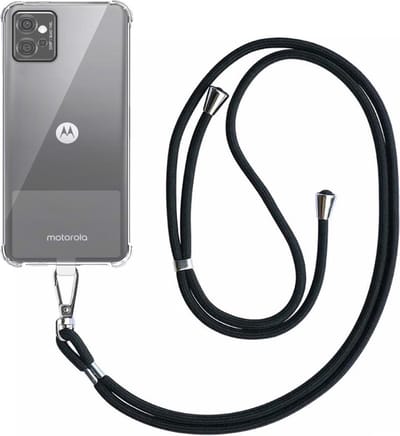 Telefoonhoesje Geschikt voor Motorola Moto G32 Transparant ShockProof met Afneembaar Universeel Telefoonkoord - Cover Case Siliconen ShockProof with Lanyard - Smartphonica geschikt voor Motorola Moto G32