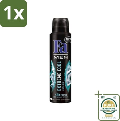 1 x Fa Men - Extreme Cool - Deodorant Spray - Coolend - 150 ml- Deodorant Spray - Frisse Geur - Koele Geur - Mannen Deodorant - Lichaamsgeur Bescherming