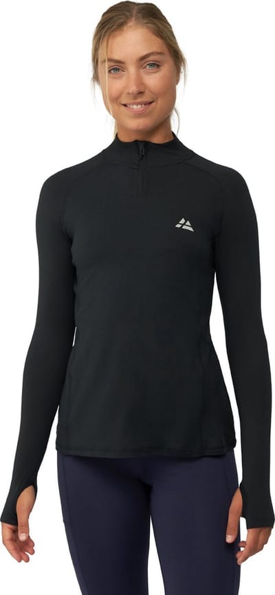 DANISH ENDURANCE Workout Shirt - Vrouwen - Lange Mouwen - met Rits - Reflecterende Details - Zwart - Maat S