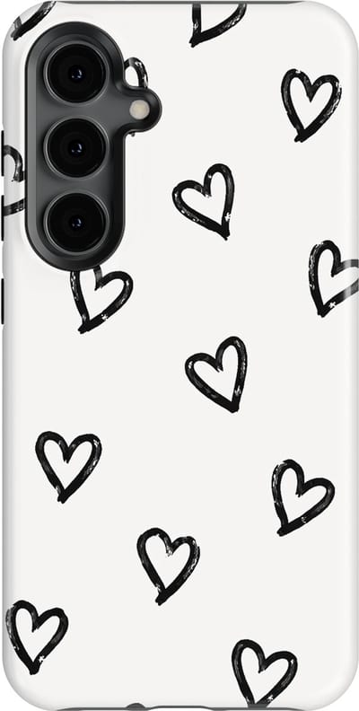 Tough Hoesje met Hartjes Samsung Galaxy S24 | Little Love Tough Case Geschikt voor Mag | Hartjes Print Backcover Samsung Galaxy S24 Mono Hearts