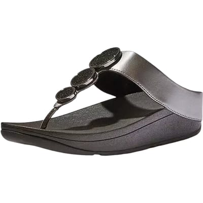Fitflop - Halo Bead Circle Metallic Toe-post Zwart 40