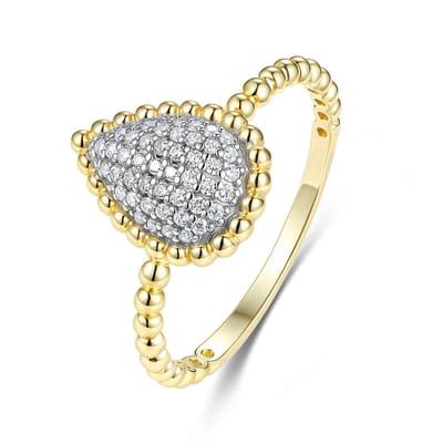 9NB-1700-50 - New Bling - Zilveren Ring met Witte Druppel - Goudkleurig - Zirkonia - Maat 50