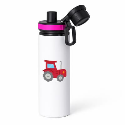 Hacebo® - Trekker waterfles met draaidop roze - Tractor - Boeren - Boerderij - voertuig - water fles - 850ML