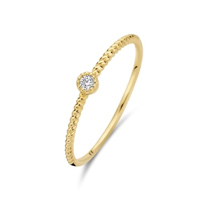 New Bling 9NBG-0663-50 Gouden Ring met Zirkonia - Dames - Solitair - Maat 50 - 3mm - 1,2mm Breed - 14 Karaat - Goud