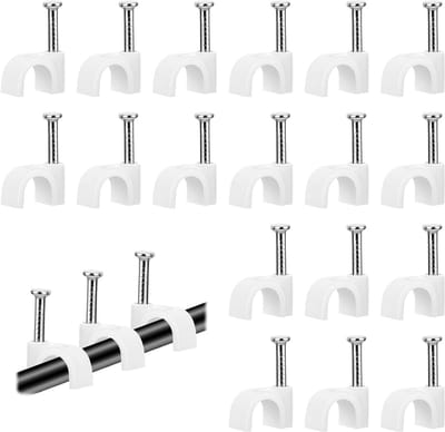 100 Stuks Kabelclips met Nagels, 5mm Kabelbevestigingen voor Wandmontage, Kabelhouders voor Organisatie van Snoeren en Draden (Wit)