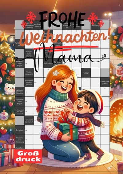 Kerstmis Kruiswoordpuzzels - Woordspel Boek - Ontspanning Thuis - Grote Letters - A4 Formaat