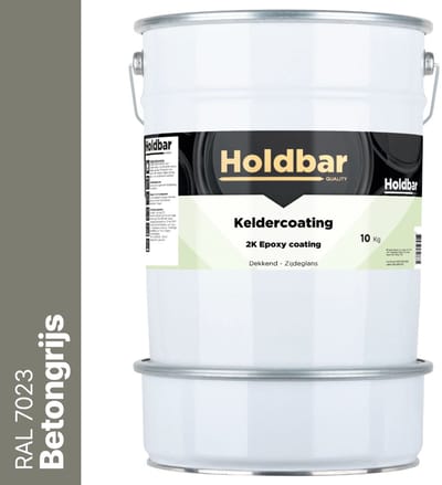 Holdbar Keldercoating Betongrijs (RAL 7023) 10 kg - Kelder waterdicht maken - Alle Kleuren - Kelder Epoxy - Krasvast - Eenvoudig reinigbaar - Vochtregulerend - 2 Componenten
