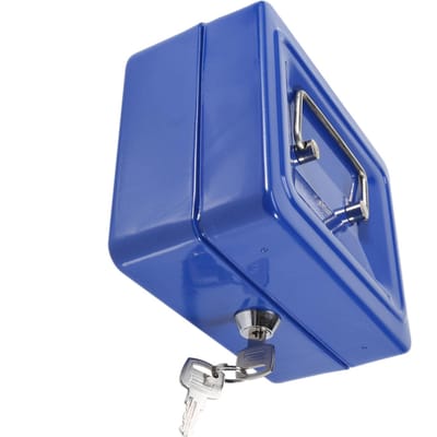 Brandwerende Box Grote Capaciteit Draagbare Documentenbox Metalen Veilige Opbergbox met 2 Sleutels voor Huis Auto Reizen Blauw blauw