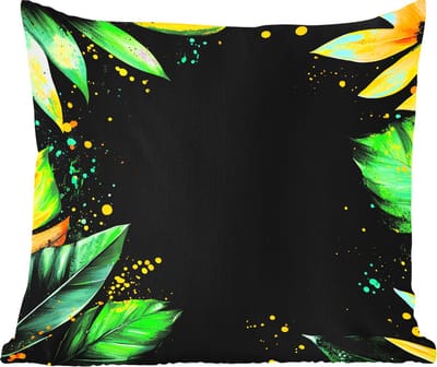 Sierkussen Buiten - Bladeren - Groen - Geel - Verf - Jungle - 60x60 cm - Weerbestendig