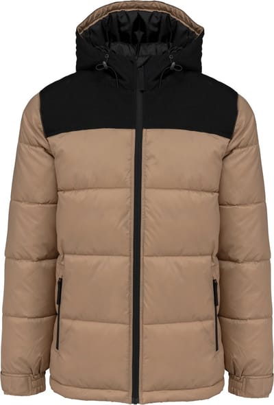 Kariban Uniseks tweekleurige gewatteerde parka met capuchon K6163 - Wet Sand / Black - 3XL