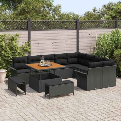 vidaXL - Tuinbank - Set - 12 - st - 11-Aantal - zitplaatsen - Zwart