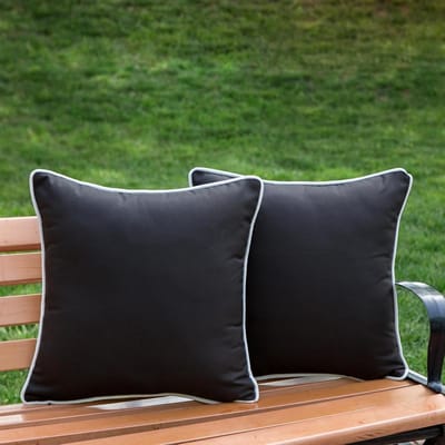 Set van 2 Waterdichte Buiten Kussenhoezen, Decoratieve Zwarte Vierkante Kussenhoezen voor Sofa en Tent (45x45cm) - Weerbestendig en Stijlvol