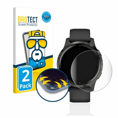 BROTECT - Screenprotector voor Garmin vivoactive 4 (45 mm) - Folie Beschermfolie transparant volledig dekking - 2 Stuks