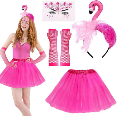 Flamingo Kostuum voor Vrouwen met Tulle Rok en Hoofdband - Perfect voor Hawaii Carnaval en Feestjes
