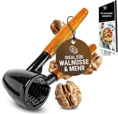 Notenkraker met Houten Handvat - 16 cm - Voor Walnoten, Hazelnoten en Paranoten - Inclusief E-book met Recepten