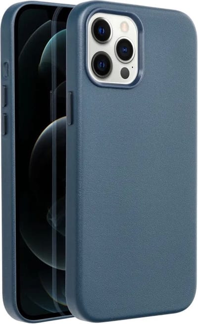 Casify Leren Hoesje geschikt voor MagSafe iPhone 12 Pro Max Hoesje - Donkerblauw