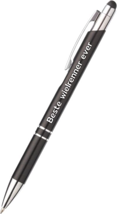 beste wielrenner ever pen - zwart - gegraveerd - Wielrennen - sporter - pen met tekst - leuke pennen - grappige pennen - sportpennen - sporter cadeau - cadeau - bedankje - afscheidscadeau teamgenoot - welkomst cadeau - met soft touch