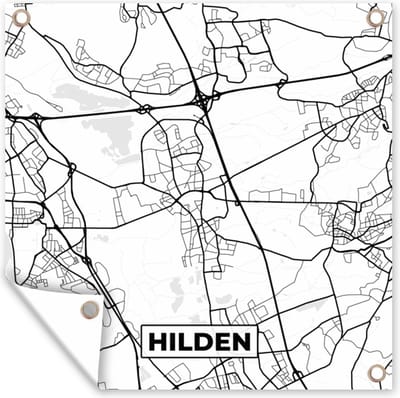 Tuin poster Plattegrond - Hilden - Kaart - Stadskaart - 200x200 cm - Tuindoek