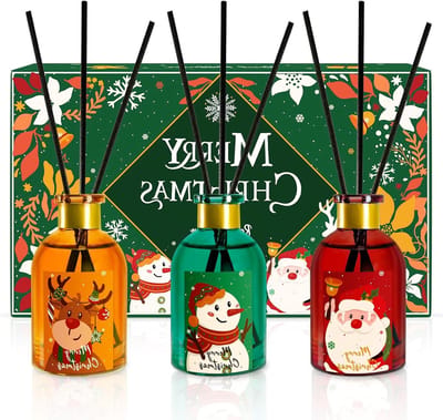Luchtverfrisser met Stokken, Kerstgeur, 3 x 50 ml, Natuurlijke Geur voor Thuis, Sfeervolle Kamerdecoratie en Feestelijke Aromatherapie